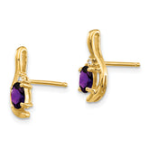 14k Amethyst and Diamond Post Earrings